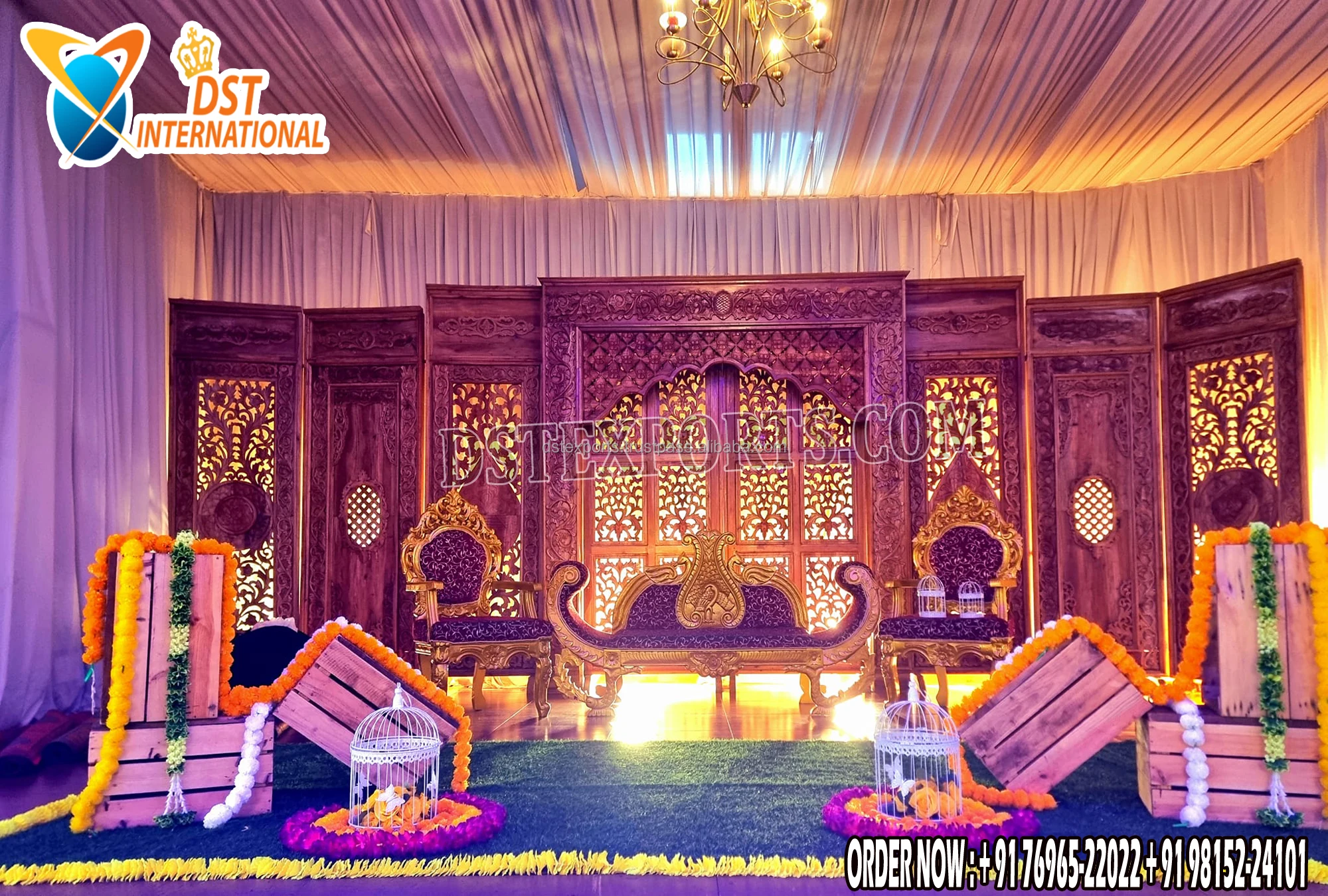 Mughal Theme Wooden Backdrops For Wedding Stage Rajwada Wedding Stage ...