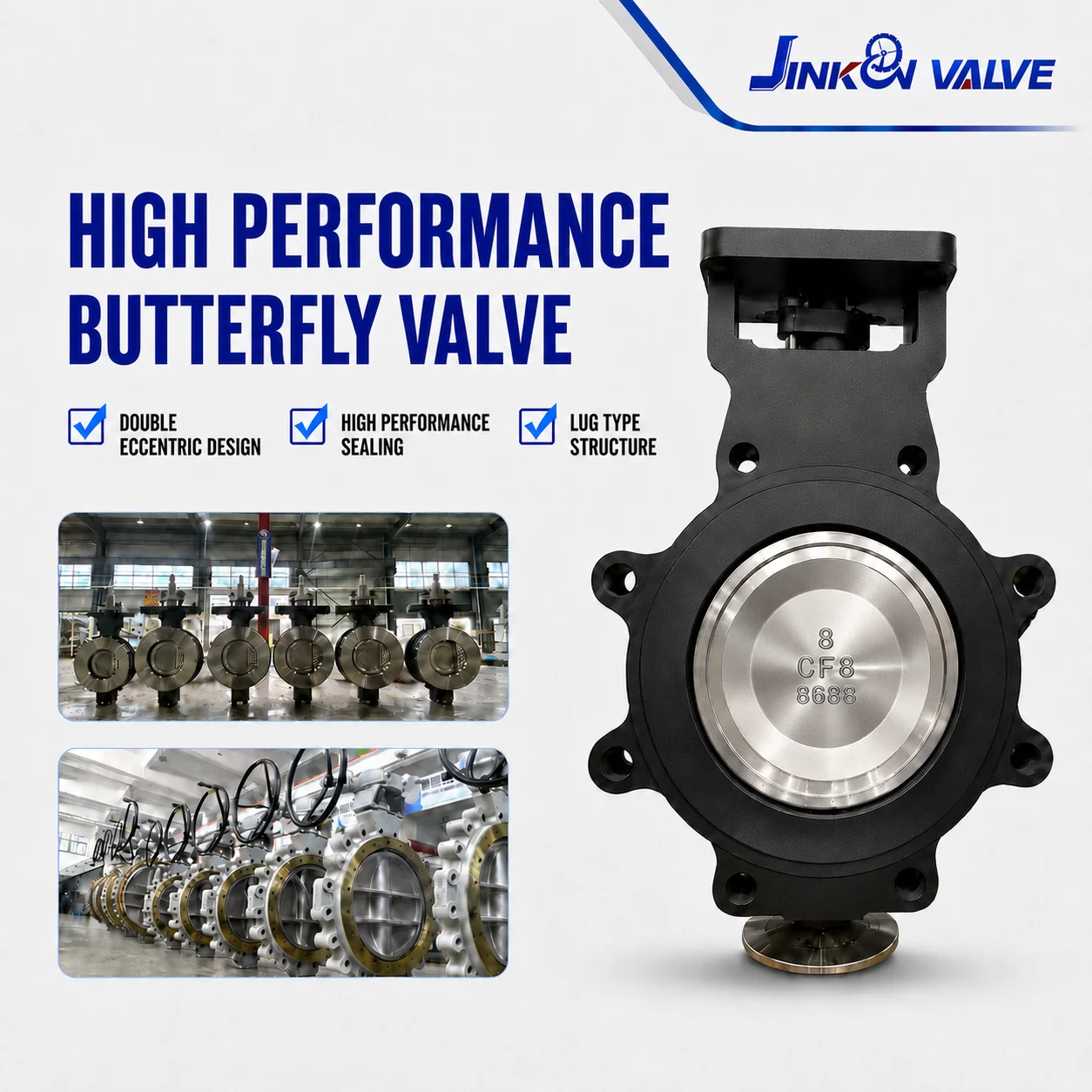 High Performance Double Eccentric Lug Butterfly Valve Stainless Steel Disc PN16 Industrial Flow Control DN50-DN600 No Power