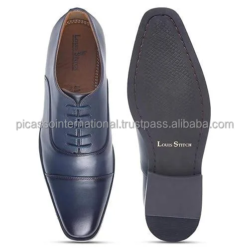 Superior Quality Best Selling Full Grain Blue Antique Italian Genuine Leather Casual Office Party Wear Dress Formal Shoes