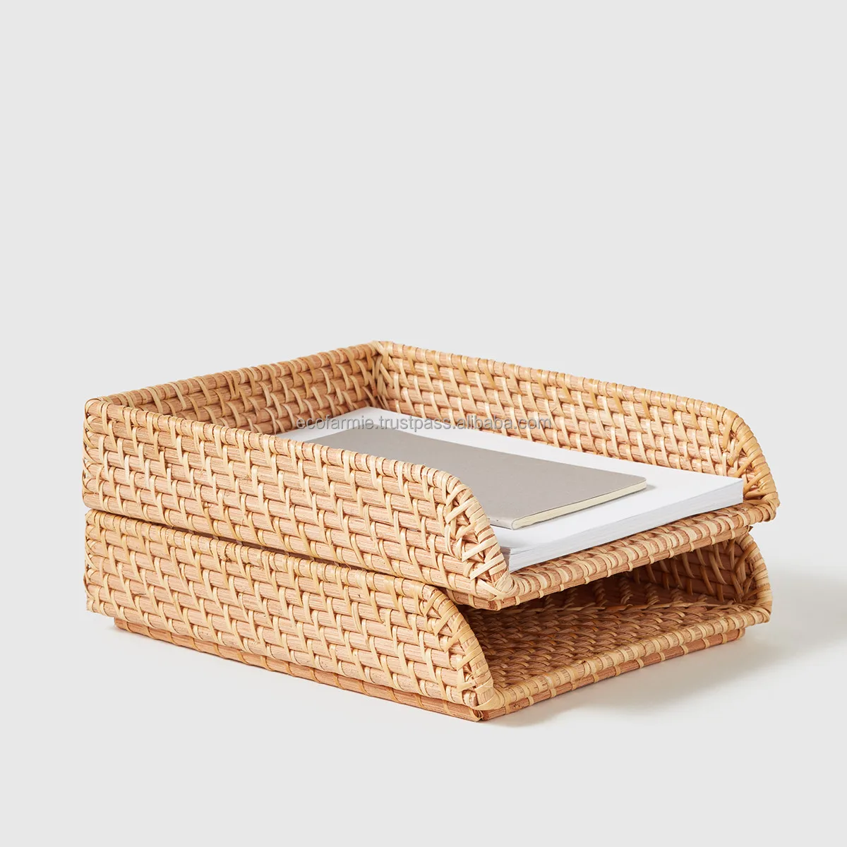Letter Tray Organizer Stackable Rattan Trays For Files Paper Letters ...