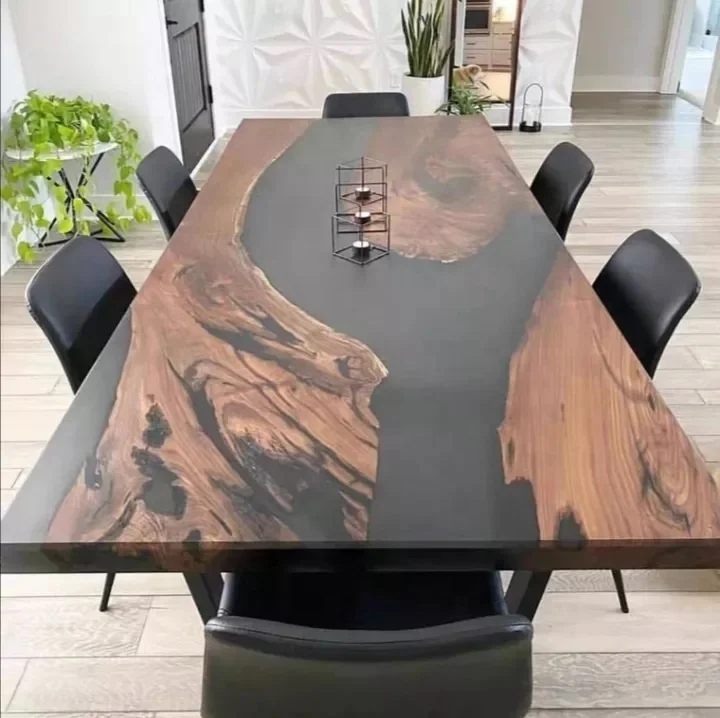 Acacia Wood Epoxy Resin Slab Table Top River Dining Table Solid Wood