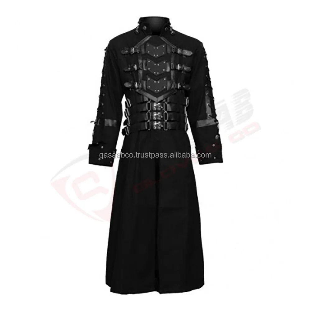 Mens Black Trenched Longed-gothic Coat - Buy Men Gothic-male Hooded ...