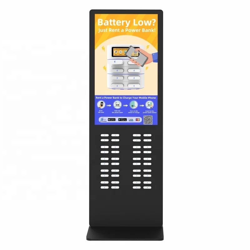 48 Port Shared Charging Station Power Bank Advertising Screen Powerbank Station