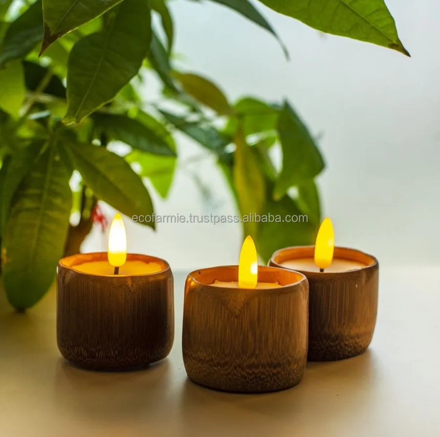 Chinese Style Natural Bamboo Cups Versatile Round Tealight Candle Holder  Creative Stylish Chocolate Cookies Cup for Dinner Home