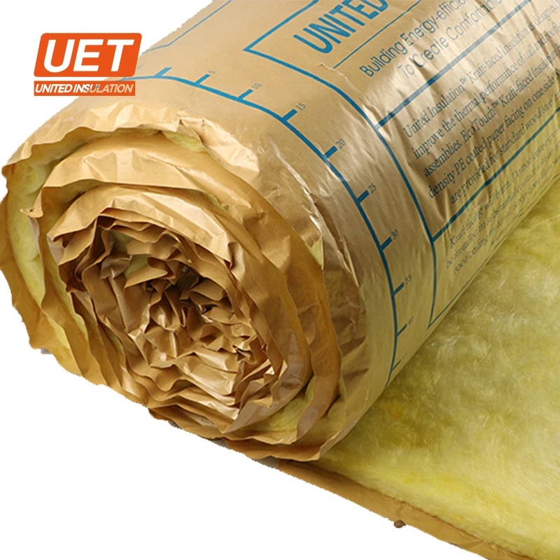 UET Different Size Glass Wool Insulation Construction Material and Fire Proof Glass Rolls or Blanket with R13 R19 R21 R30