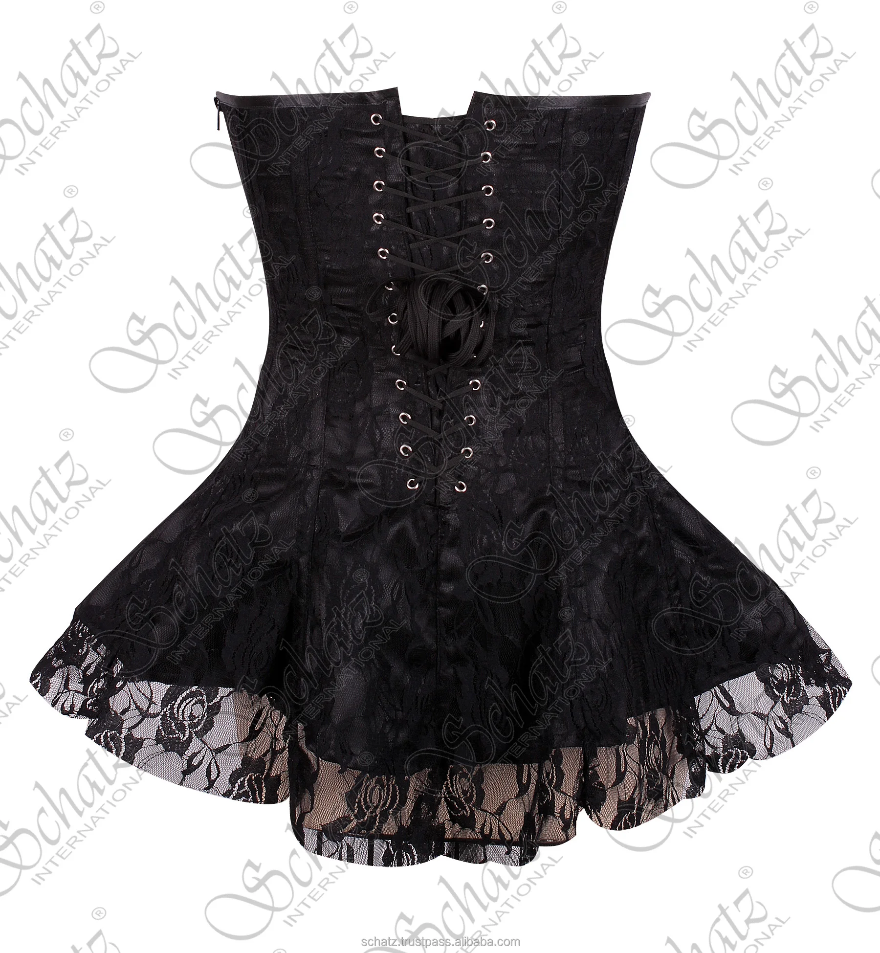 Corset Overbust Steelboned Black Satin Corset Frock Dress 2024 New ...