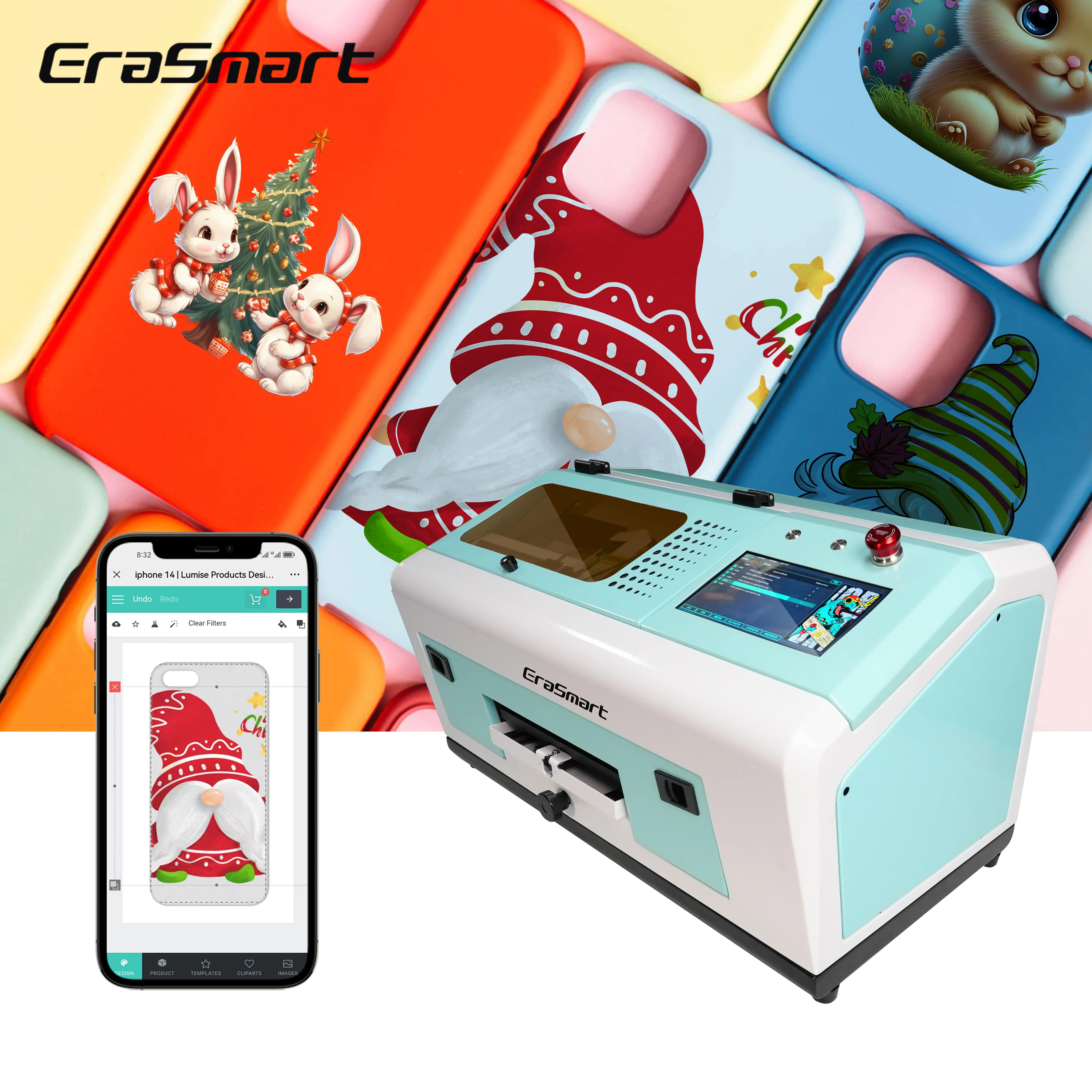 Erasmart Mobile Phone Case Printer Wifi Custom APP Wireless