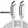 White 240W USB C To USB C Braided Cable