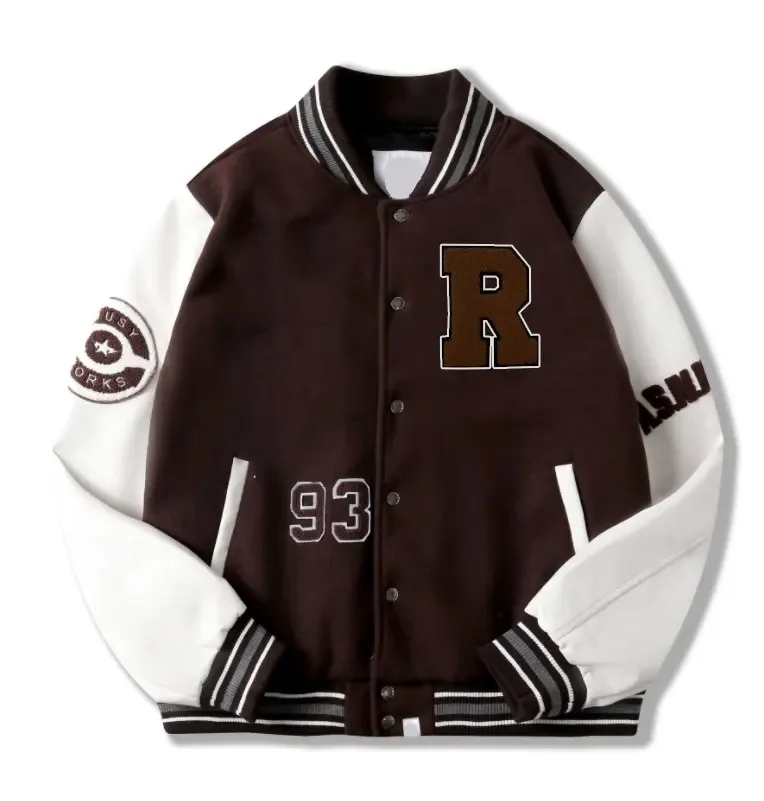 Wholesale Men Fashion Casual Baseball Jacket Custom Leather/Wool Slim Breathable Unisex Varsity Jacket