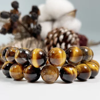 High Quality Natural Polished Round Tiger Eye Loose Beads For Jewelry Making DIY Bracelet Necklace Earrings natural beads 18mm