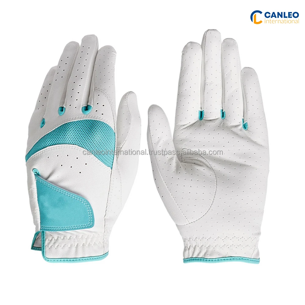 Golf Gloves With Custom Logo Packaging Cabretta Leather Palm Soft Men White Oem Color Feature