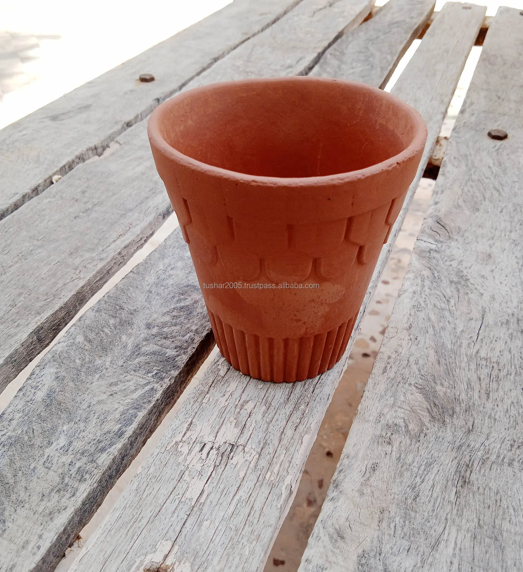 Traditional Handmade Clay Terracotta Conical Eco Friendly Tea Cups For