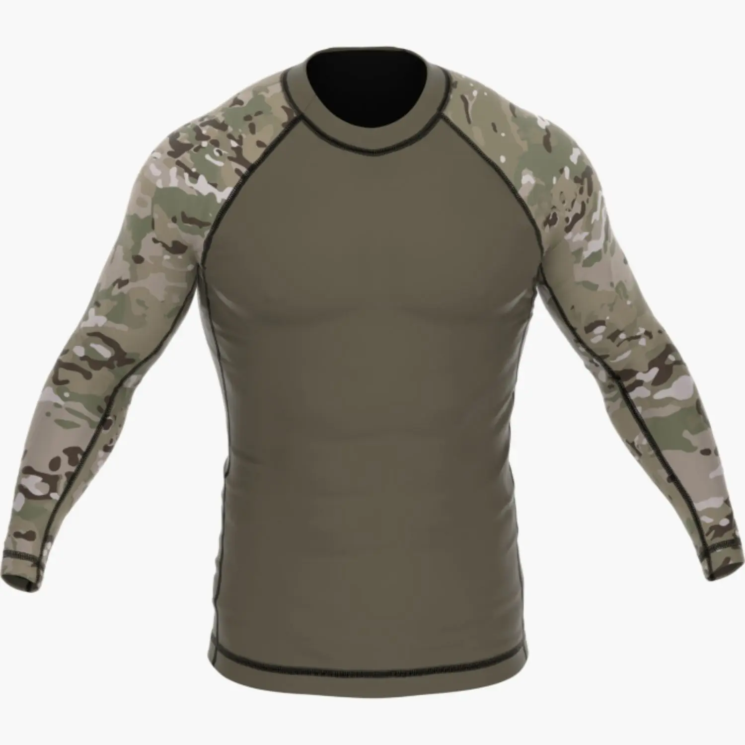 IBEX HILLS Custom Wholesale Men's Spandex Polyester 220g Long Sleeve Compression Shirt Anti Shrink Breathable Quick Dry Gym Wear