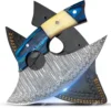 Damascus Steel - Blue Wood & Bone