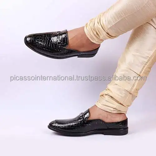 Globally Selling Standard Quality Formal Party Wear Men's Back Open Slip On Mules Shoes Genuine Leather Shoes for Bulk Buyers