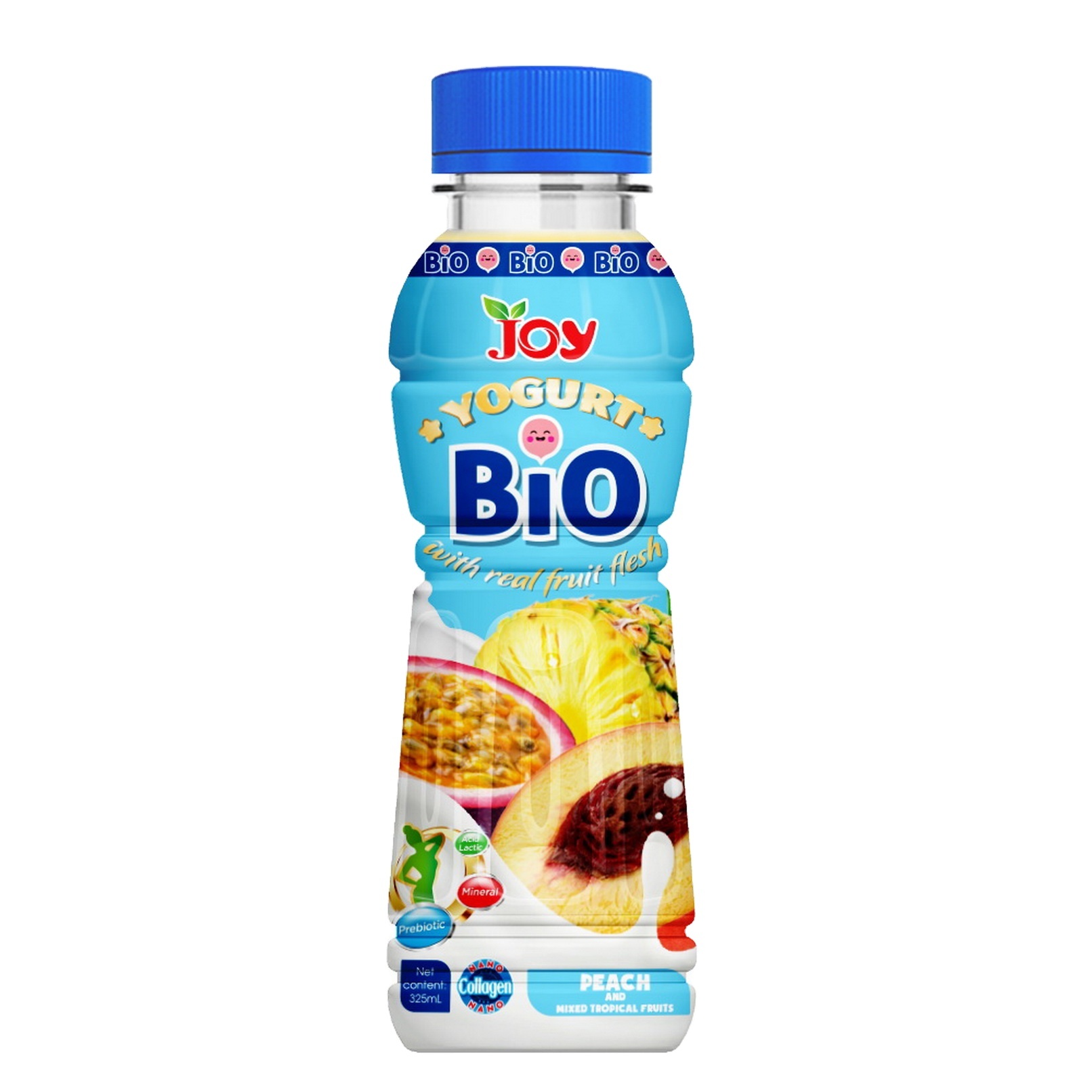 Бутылка 250 мл биойогуртный напиток prebiotic с персиком и тропическими