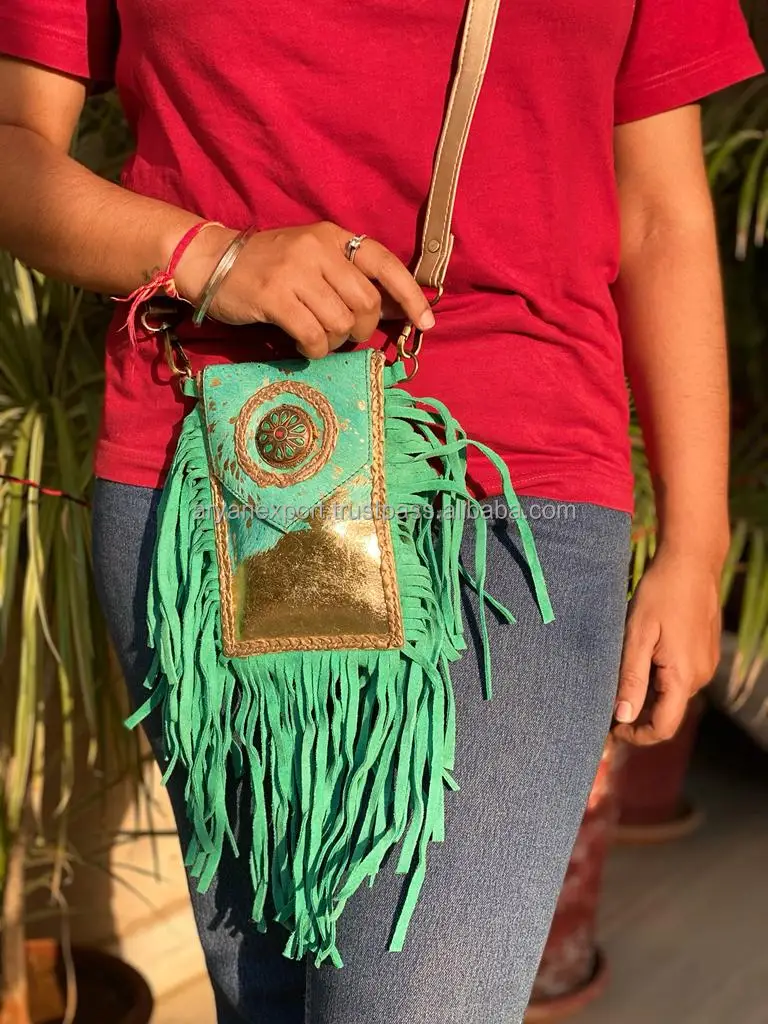 Handmade Real Metallic Fur Leather Handbag Hair On Hide Fur Leather