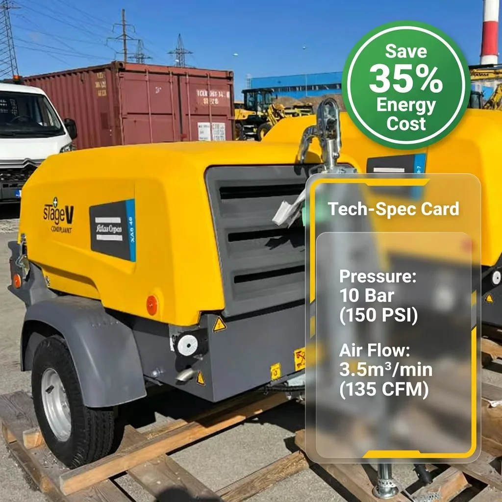 Atlas Copco XATS68KD Portable Diesel Screw Air Compressor 70 CFM 7