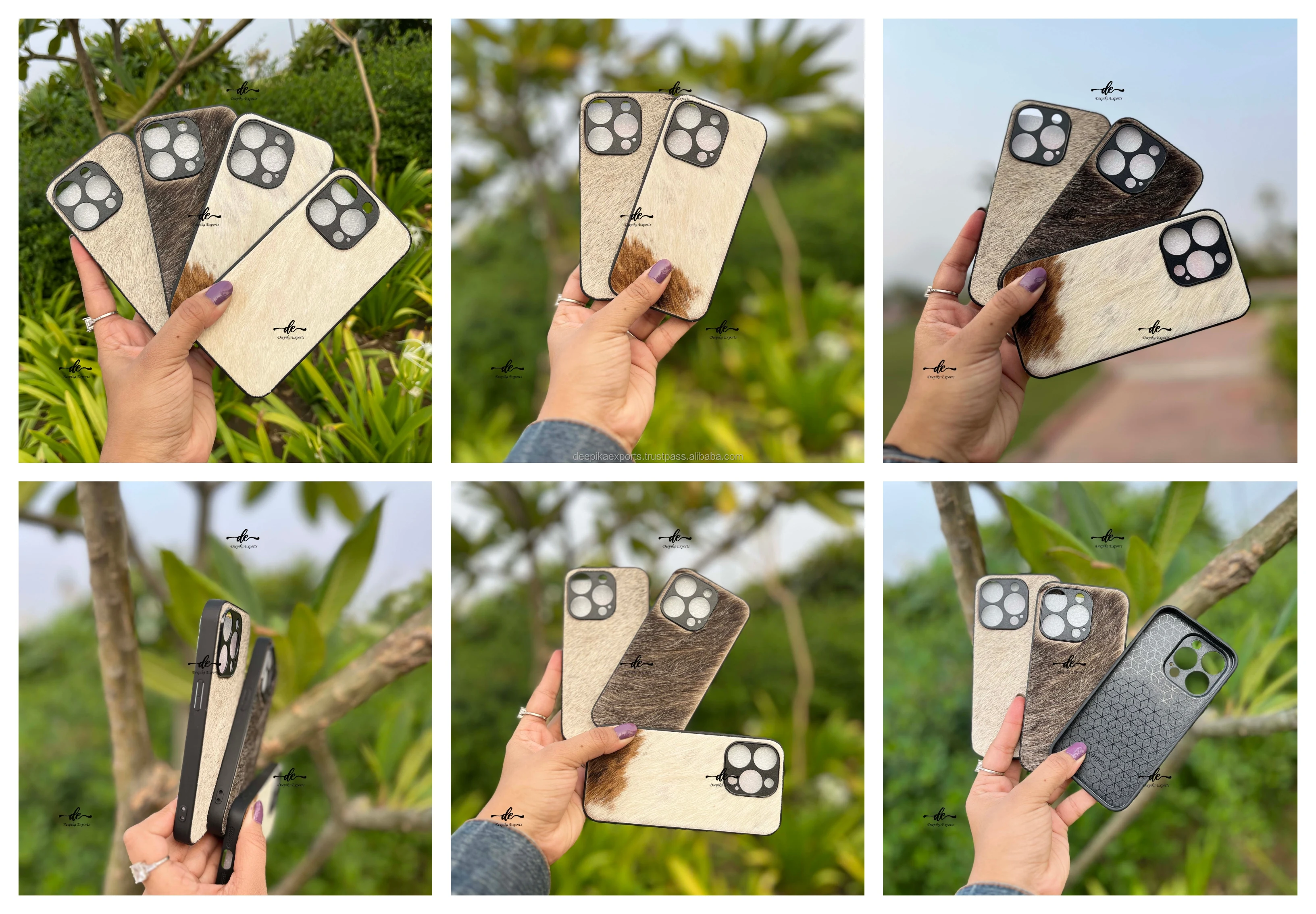 New Arrival Real Cowhide Fur Leather Phone Case Stylish Phone 15 Pro