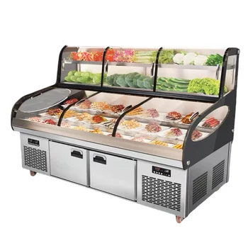 8- High-quality stainless steel food display cabinet refrigerator glass door display cooler