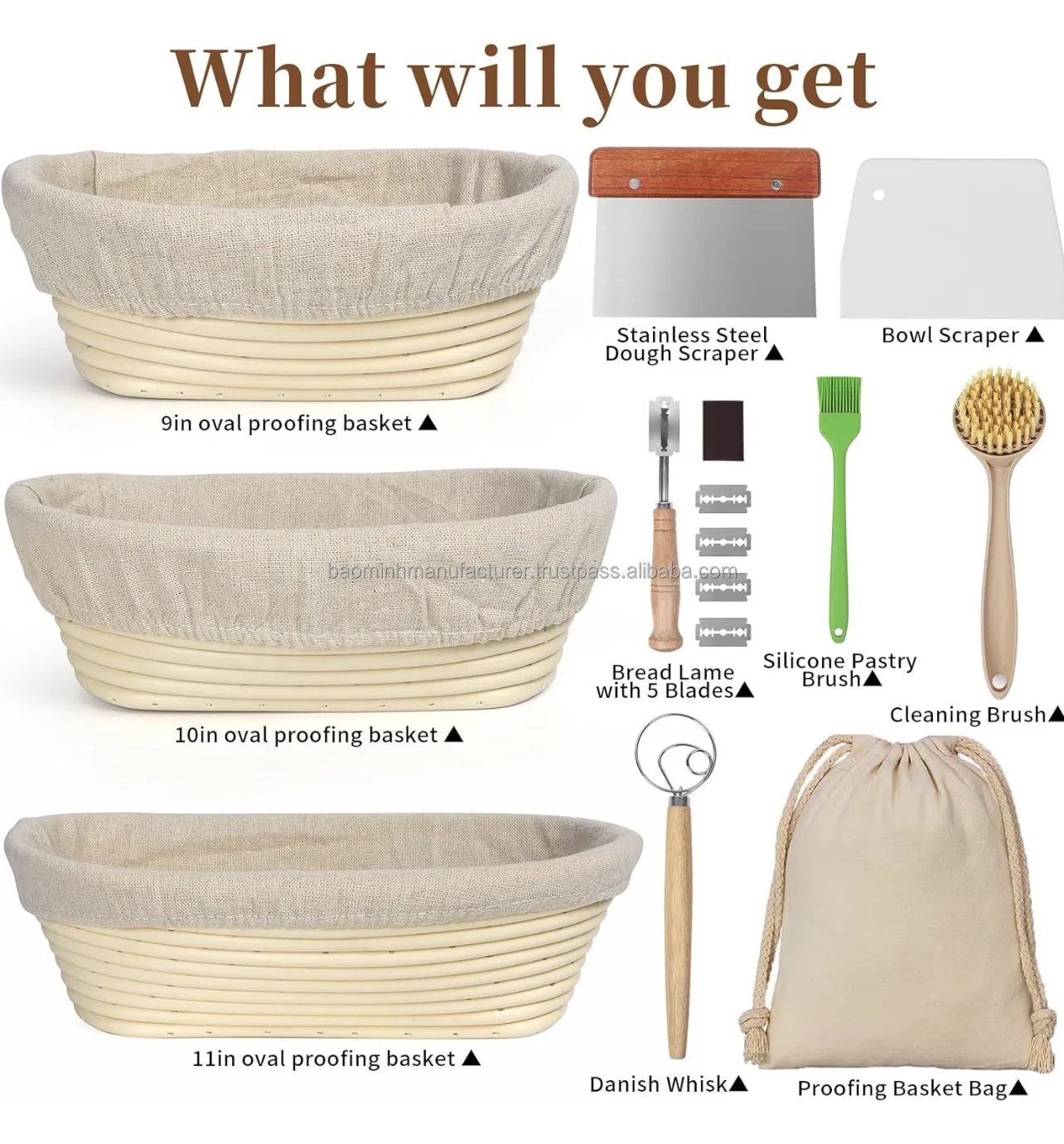 Multiples Sizes Rattan Sourdough Bread Proofing Triangle/ Oval/ Round