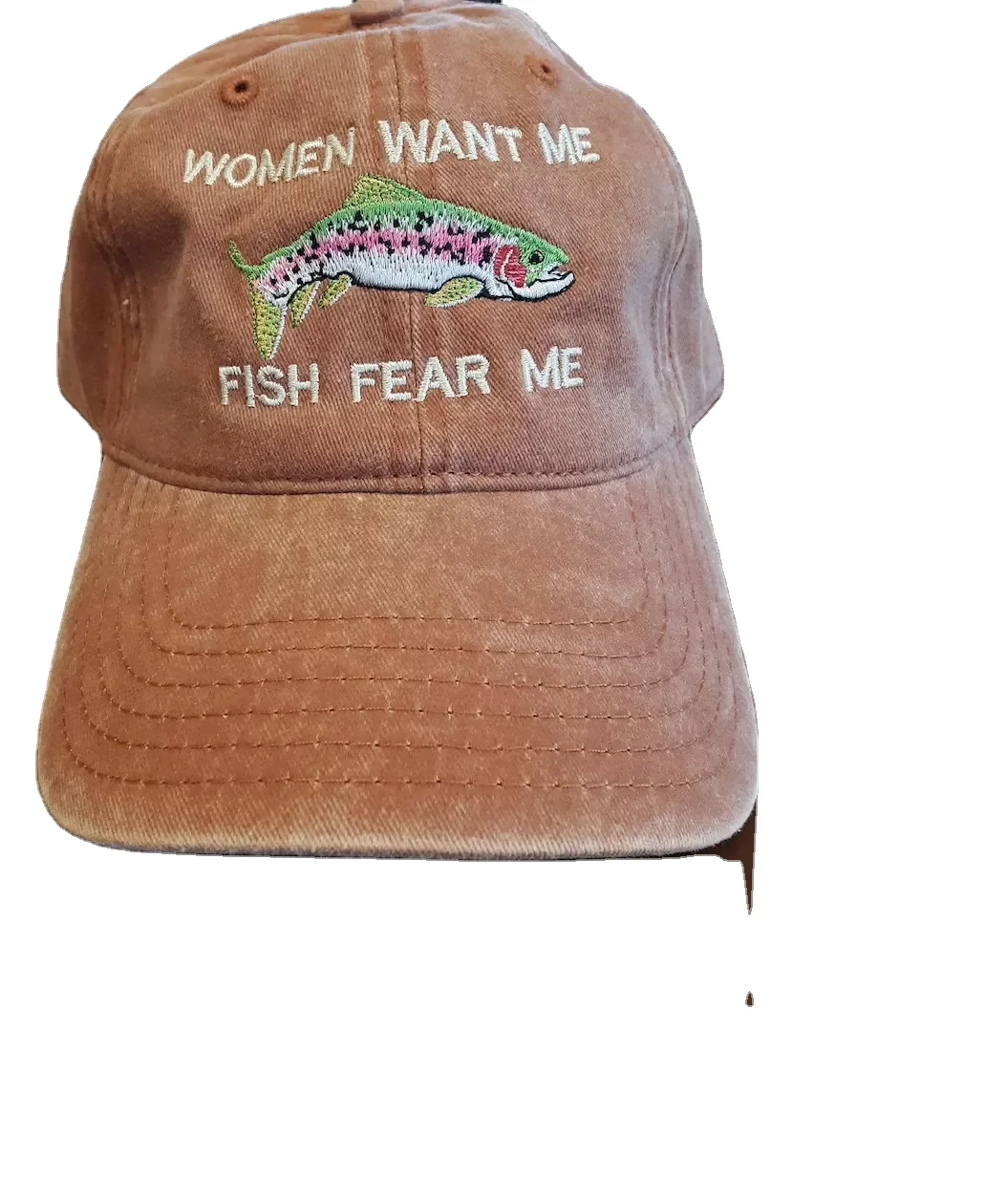 Women Fear Me Fish Want Me Embroidered Vintage Cotton Twill Cap