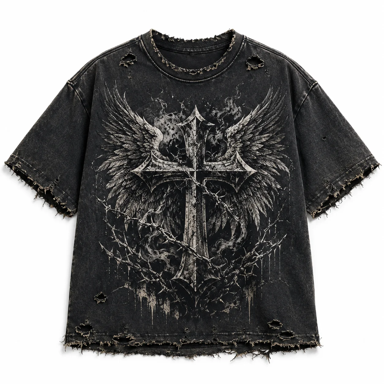 Glory Custom Drop Shoulder Distressed T Shirt 100% Cotton Soft Quick Dry Fabric New Trendy Style Printed T Shirt For Unisex Wear