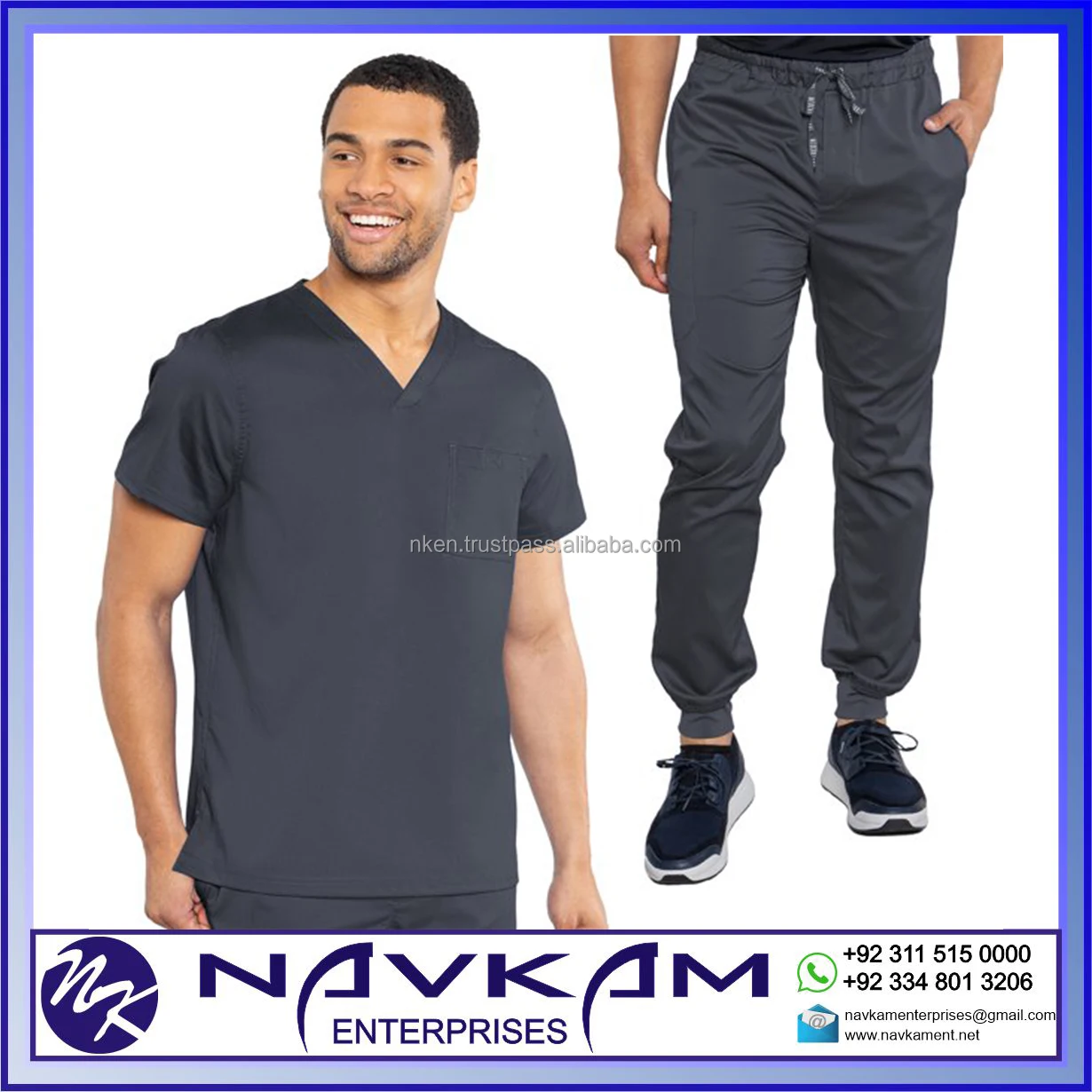 Fashion Men Stretch Dental Hospital Scrubs Uniform Sets Unisex Pharmacy ...