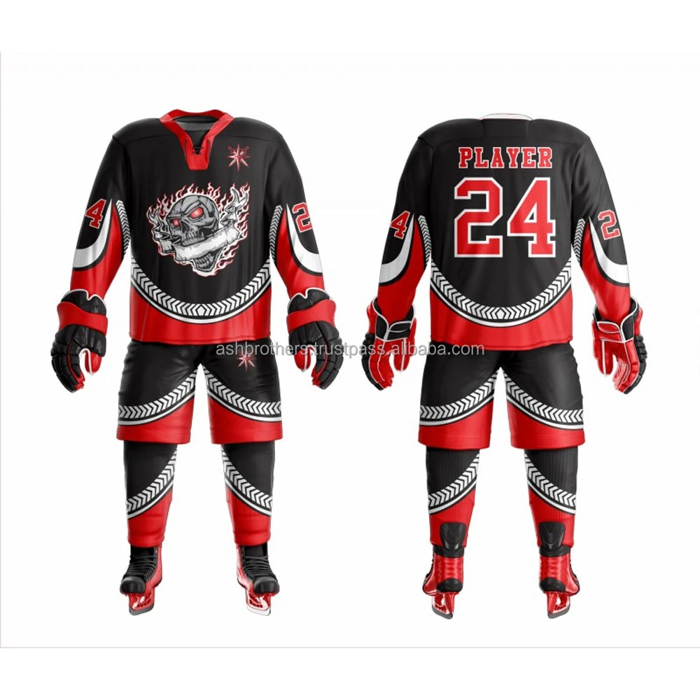 Men Ice Hockey Uniform Embroidery Sublimation Cheap Custom Ice Hockey ...