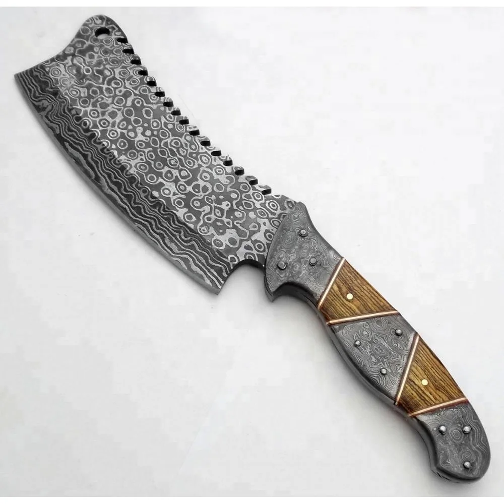 new arrival forged damascus steel cleaver knife fixed blade