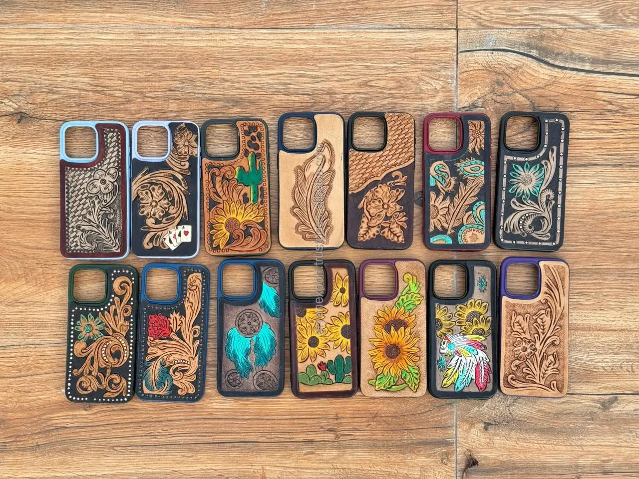 Western Hand Tooled Leather Iphone XS Max cell hotsell phone case with sunflower