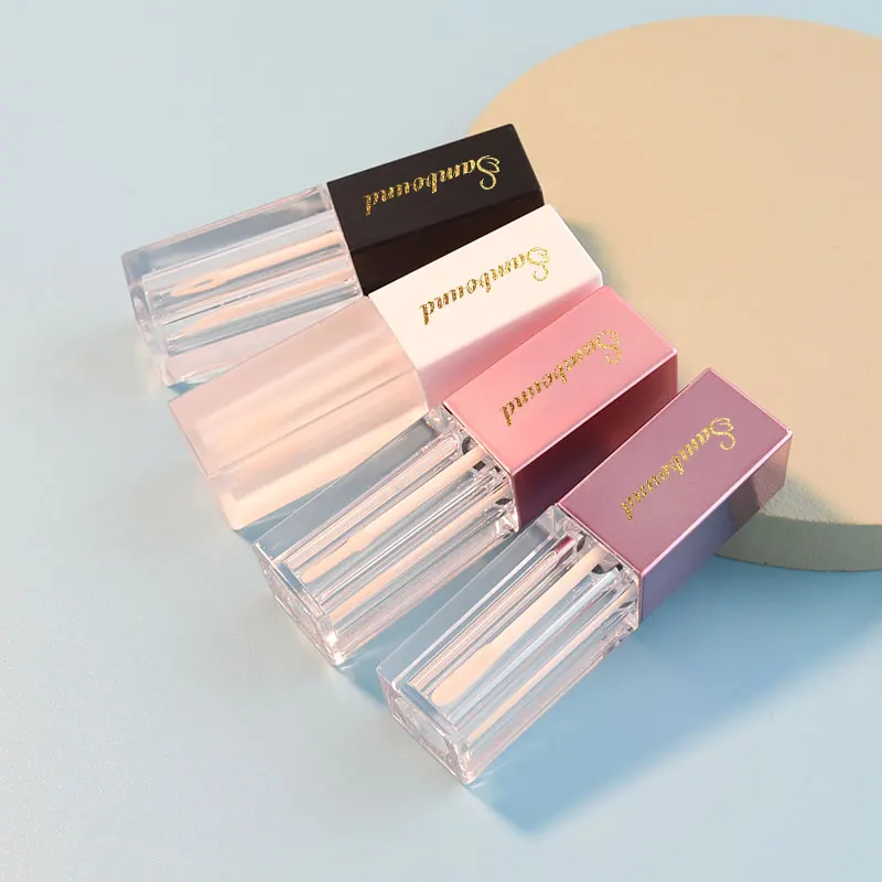 Wholesale Custom Private Label square Unique clear 7ml Lip Gloss Tubes Empty Lip Oil Tubes Cosmetic Tube Packaging