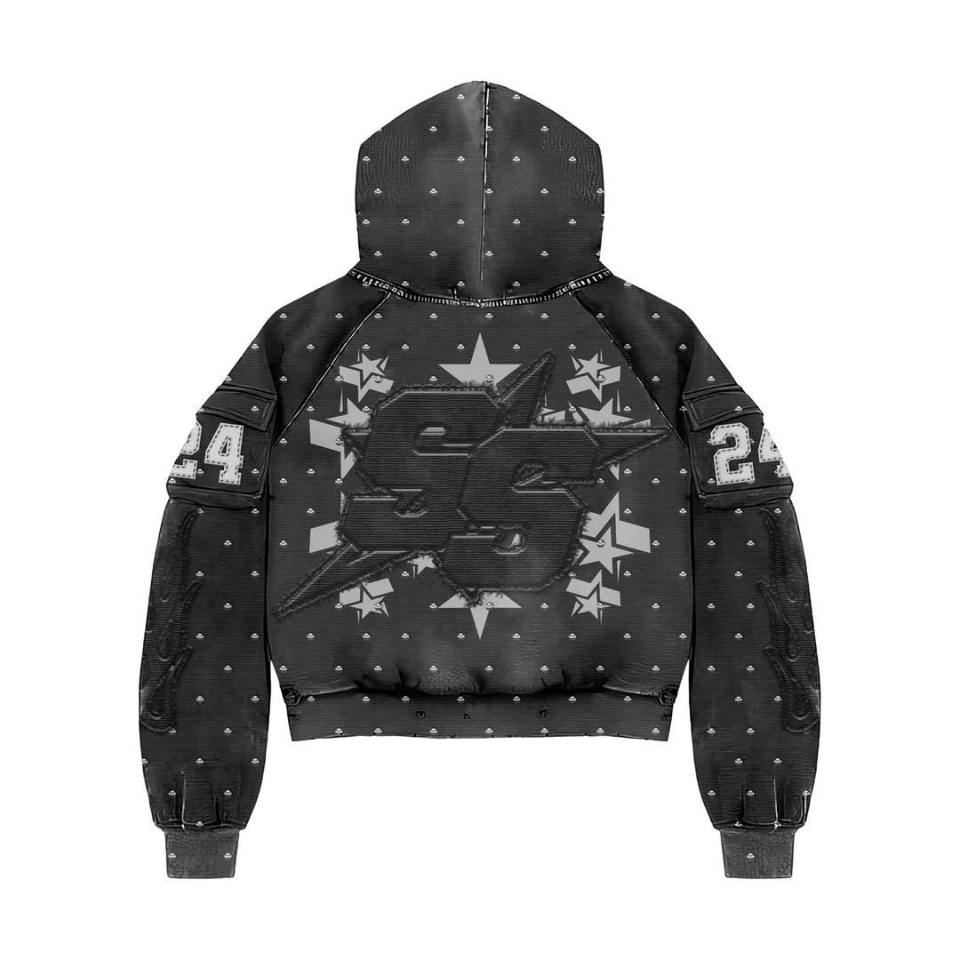 Custom Made 100% Cotton Fleece Men's Hoodie Winter Jacket Acid Wash Embroidered Men's Hoodie Custom Printed Zip up Hoodie