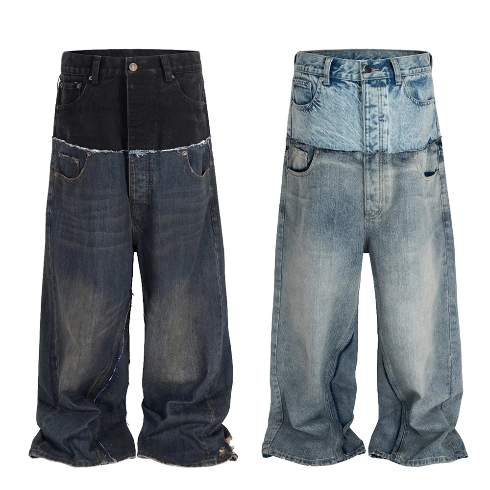 Glory Custom Double Waisted Denim Jeans Pants Premium Quality Denim Wide Leg Oversized Pants For Streetwear OEM Wholesale