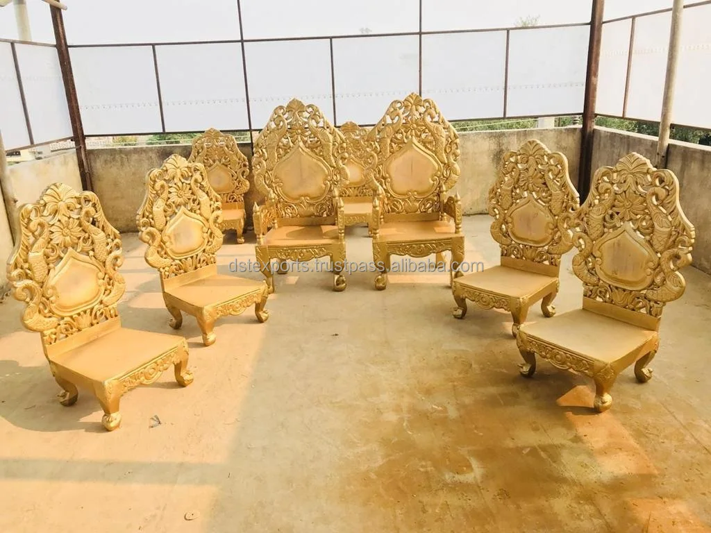 Hindu Wedding Decor Lowseating Mandap Chairs Beautiful Wooden Carved