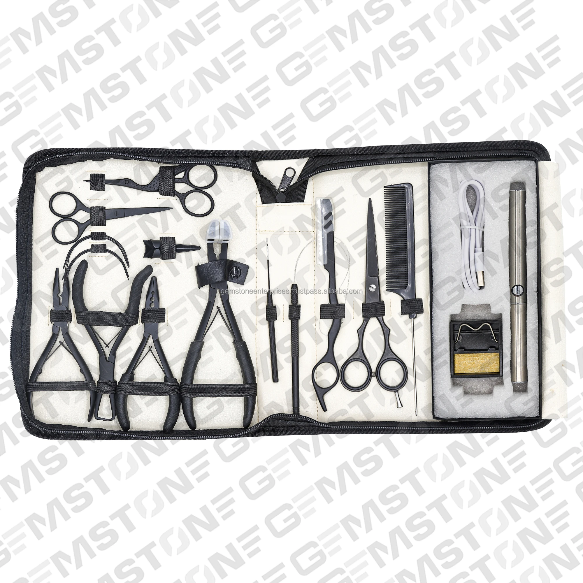 Pro All In One Hair Extension Tools Kit With Tape In Plier And Glue