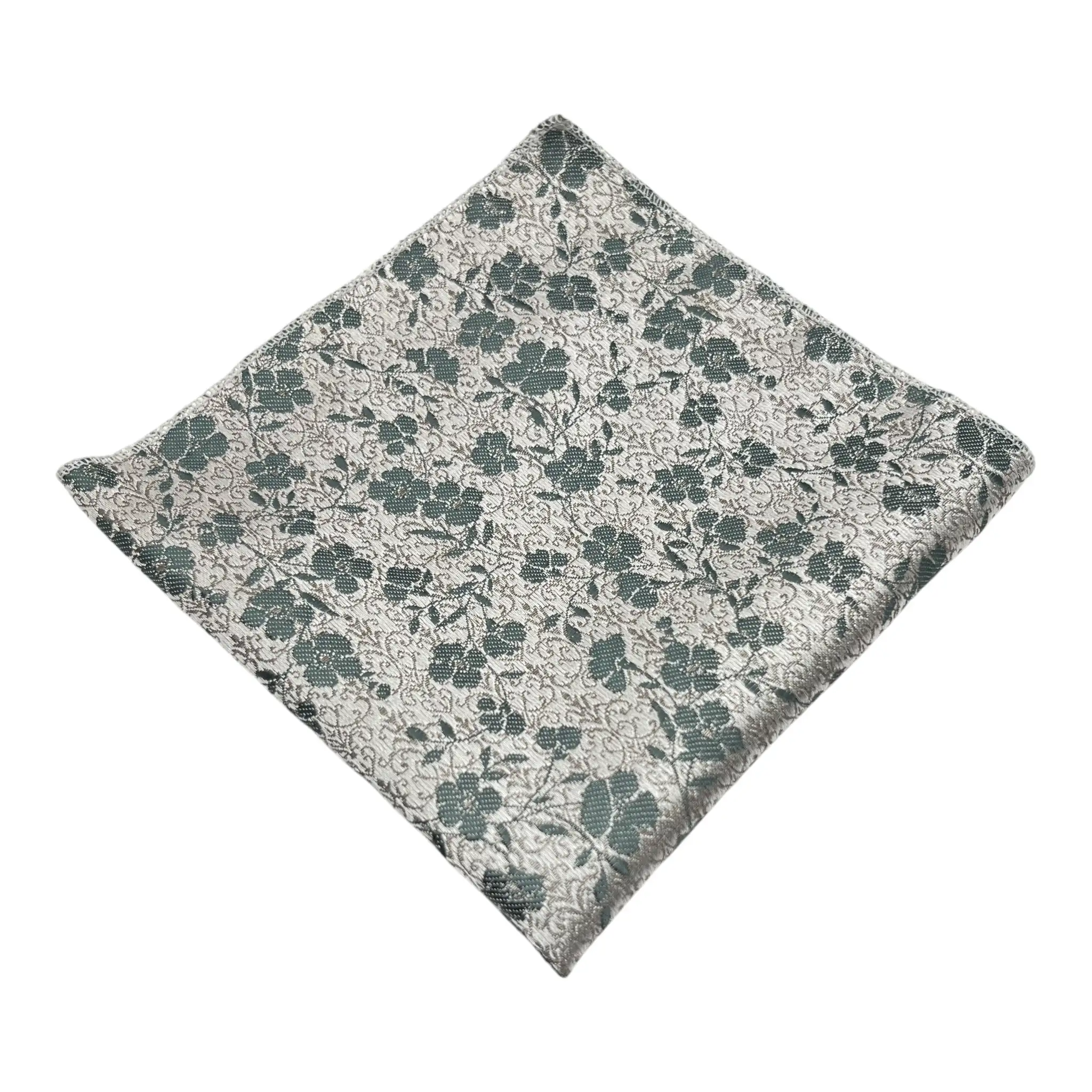 Tie Benon Floral Broad Cashmere Clothing Accessories Combo Tie and Pocket Square in Maroon/Silver/Dark Grey