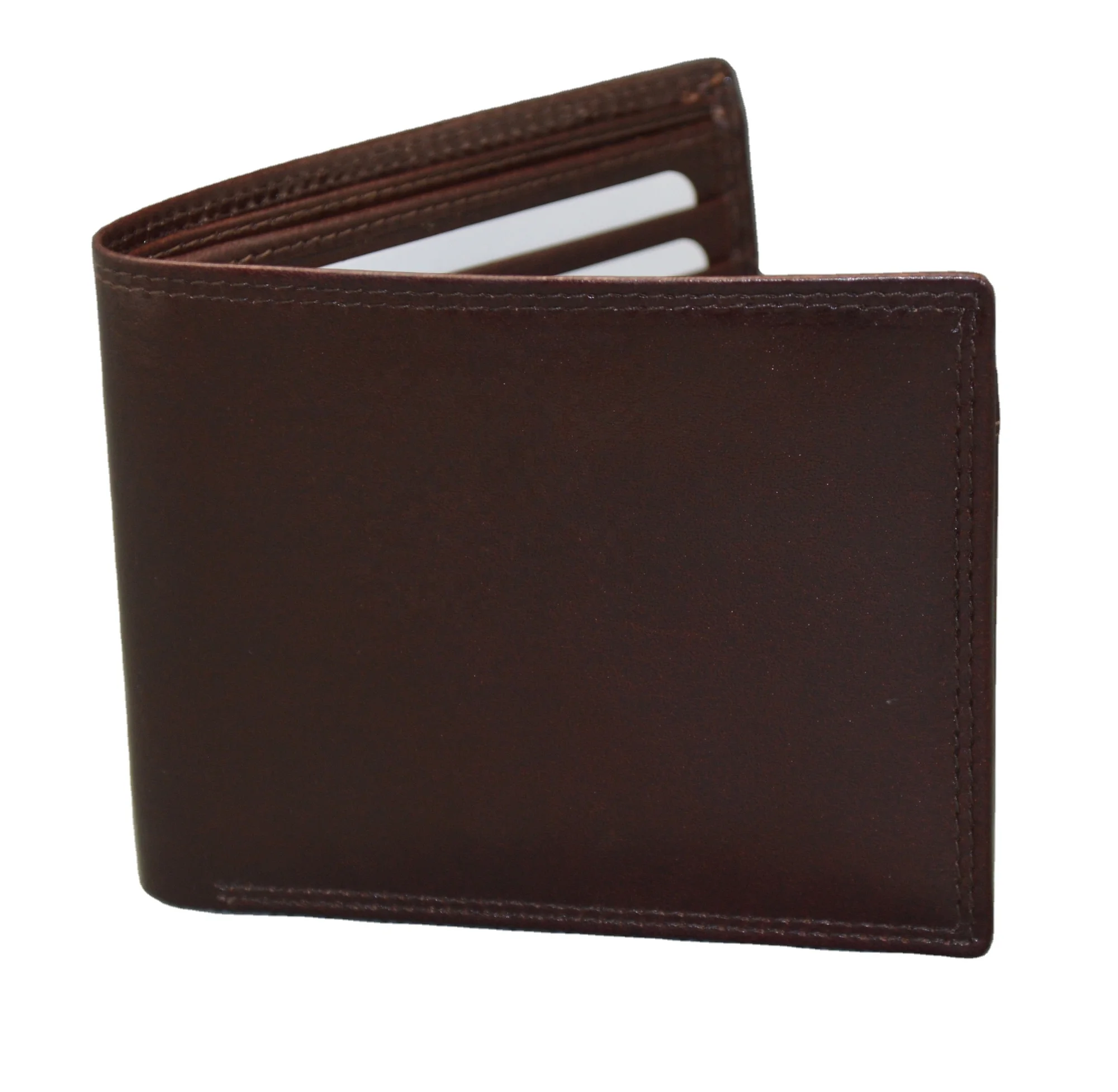 Brown Handmade Men Short Leather Wallet