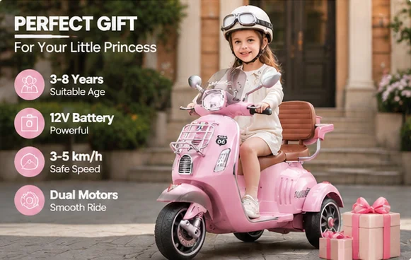 Unisex Kids Double Seat Electric Motorcycle Toy Battery Operated Ride-on for Ages 3-8, Wholesale 3-Wheel Electric Motorcycle