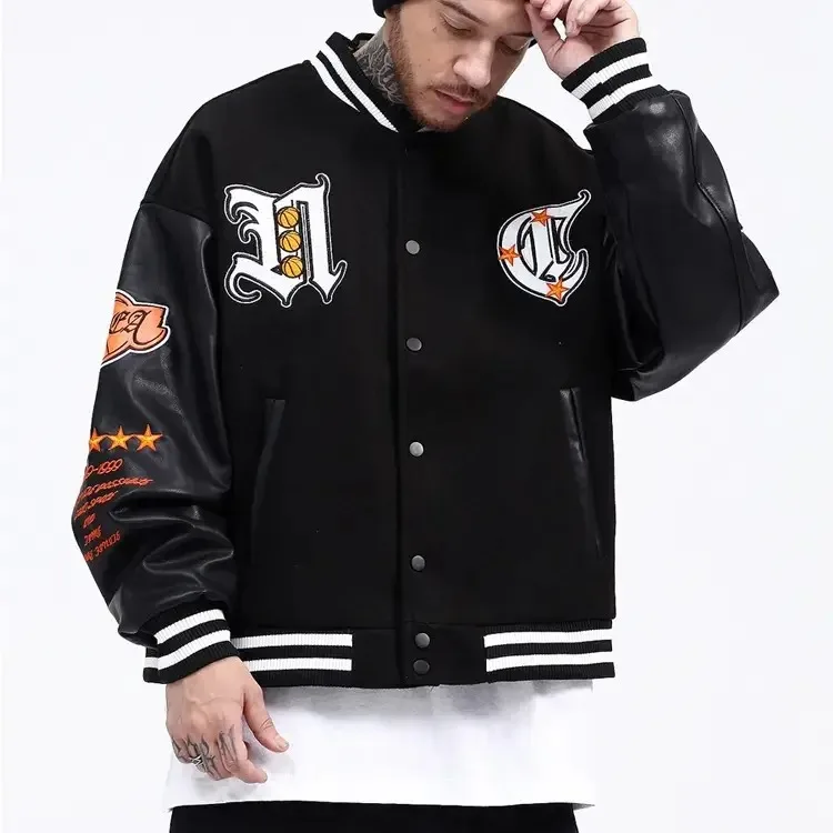 Custom Embroidery Canvas Patches Varsity Bomber Letterman College Men's Winter Breathable Slim Fit Baseball Varsity Jackets
