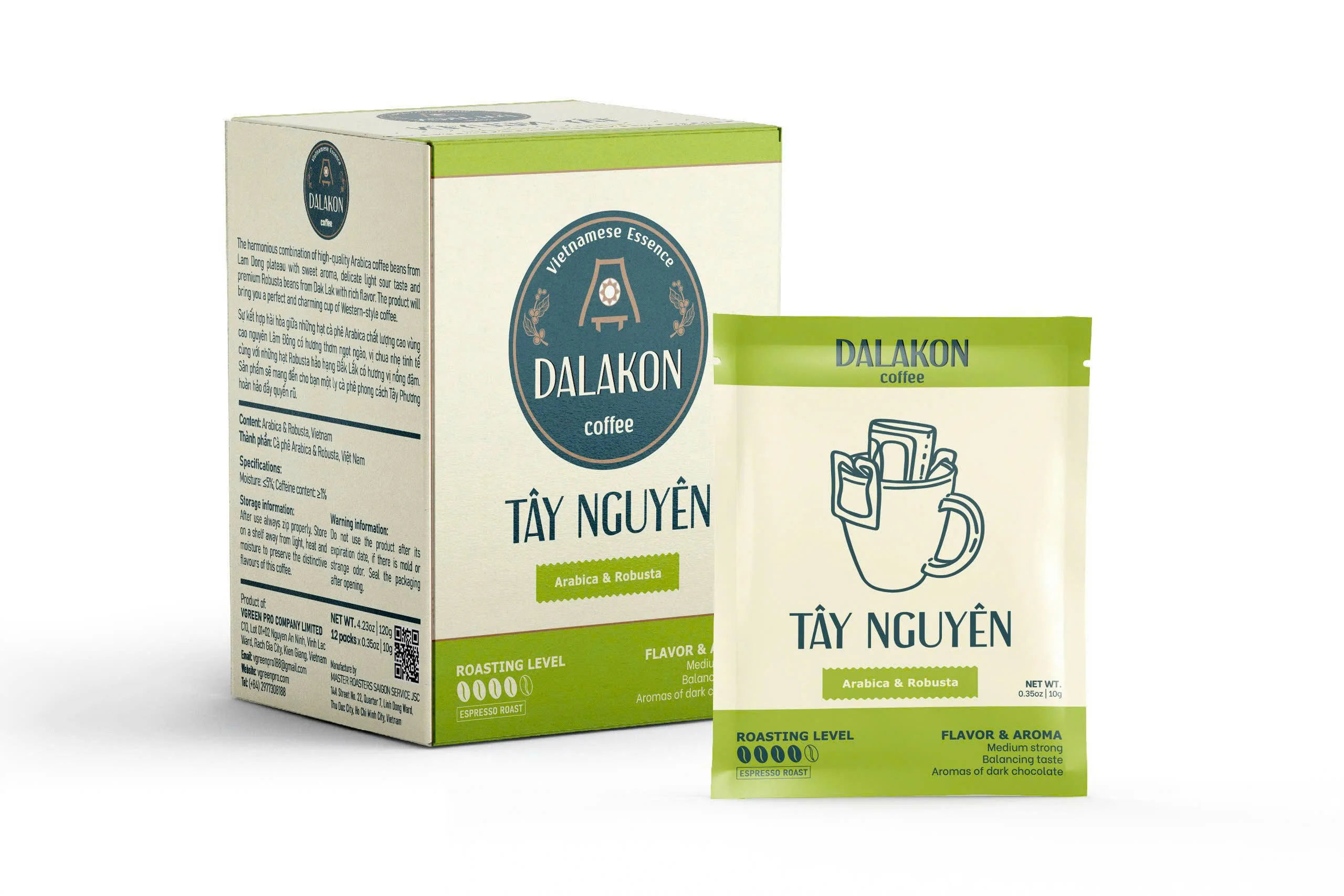Tasty DALAKON Tay Nguyen Whole Bean Coffee Italian Roast Liberica Blend Mellow Taste Grade 1 500g Bag 24 Months Shelf Life