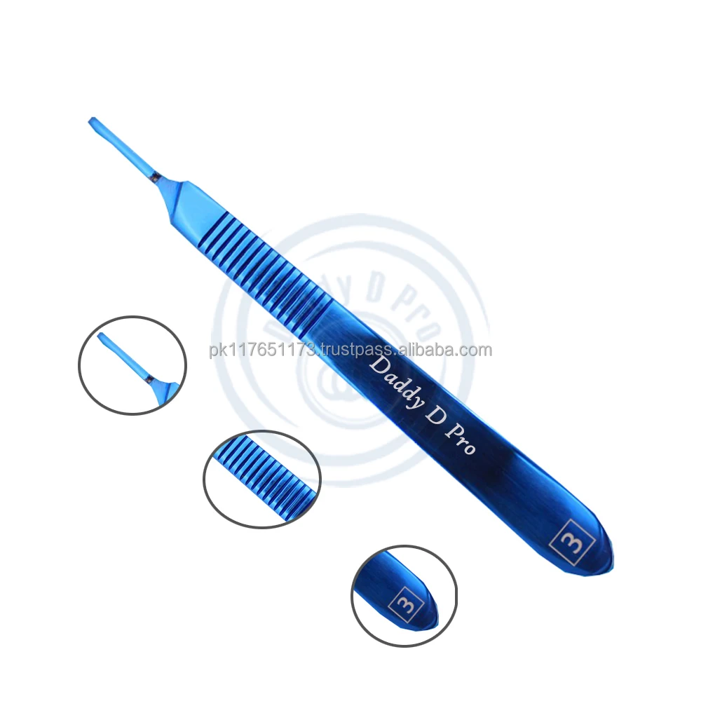 Scalpel Blade Handle No 3 Blue Coated Stainless Steel Surgery Blade