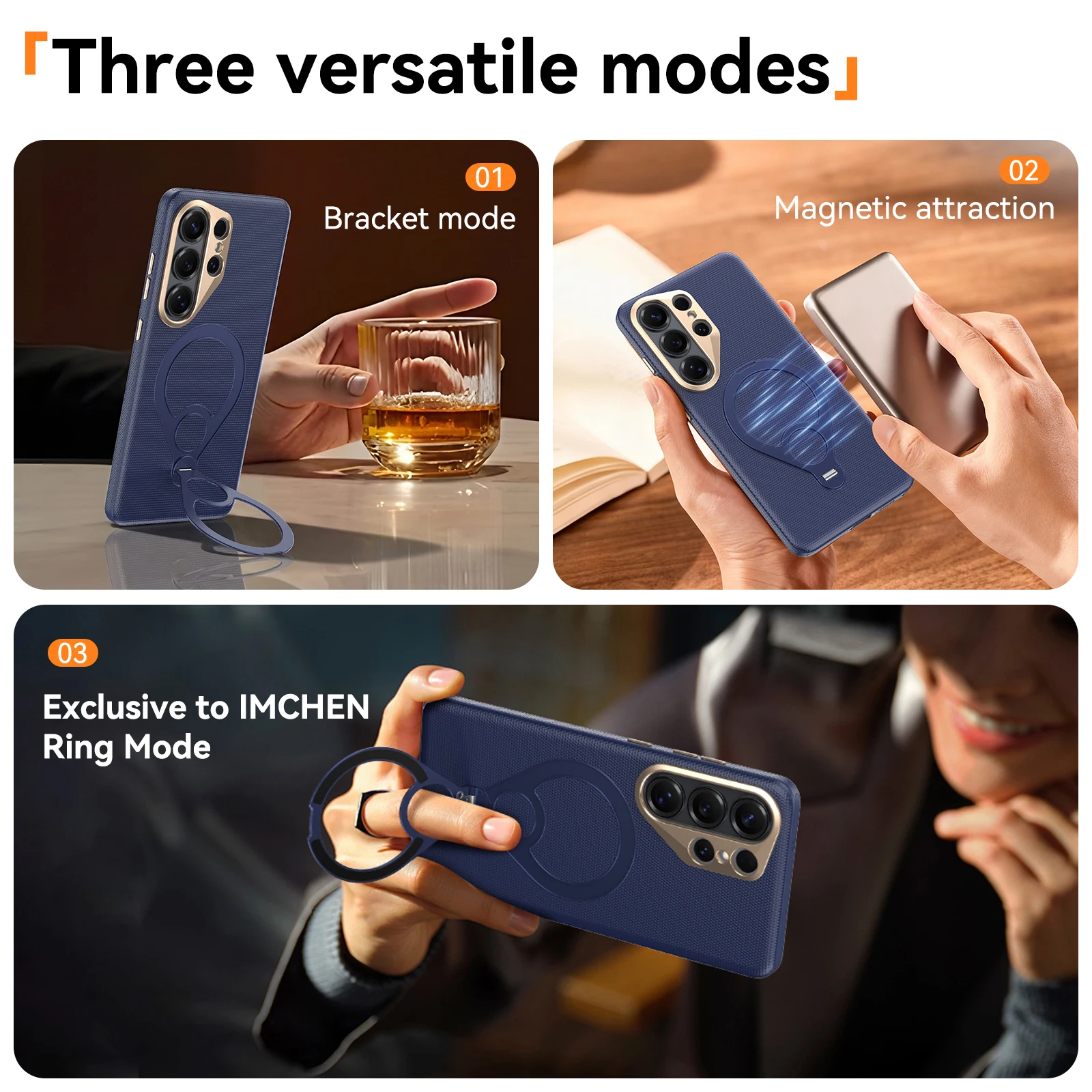 Luxurious and High-grade Wear-resistant Leather PC Magnetic Swinging Strut Phone Case Shockproof Protector Cover for Samsung S26