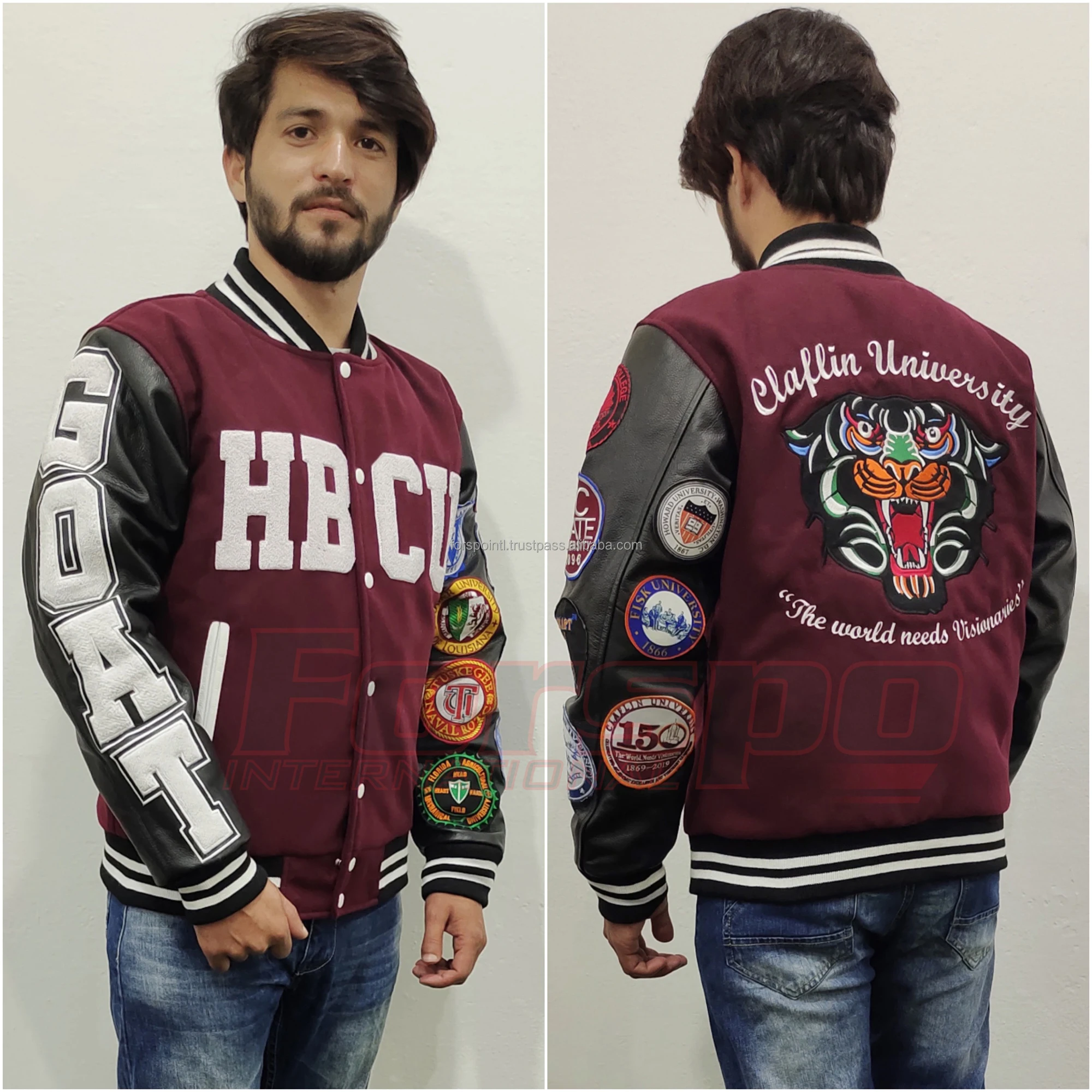High Quality Chenille Embroidery Men College Leather Sleeves Custom ...