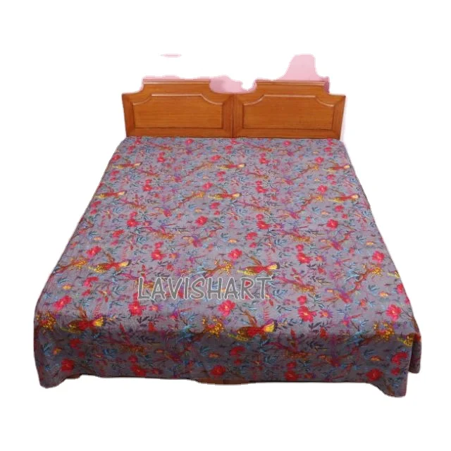 Indian kantha handmade cotton quilt twin bedspreads bedding cover blanket gudari 