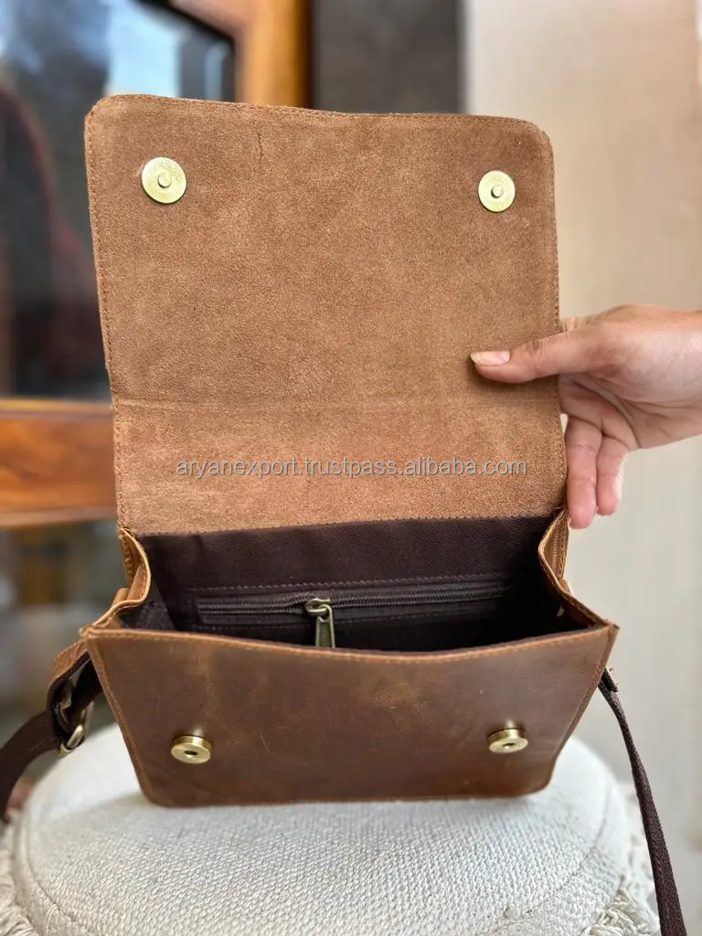 Real Handmade Full Grain Genuine Crunch Leather Handbag Stylish Women