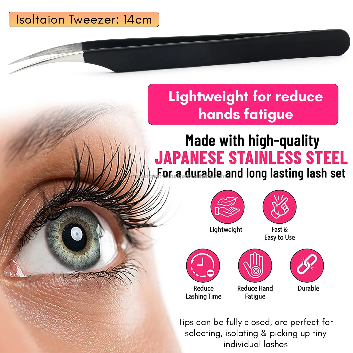 Professional Quality Isolation Tweezers Curved Isolation Lash Tweezers