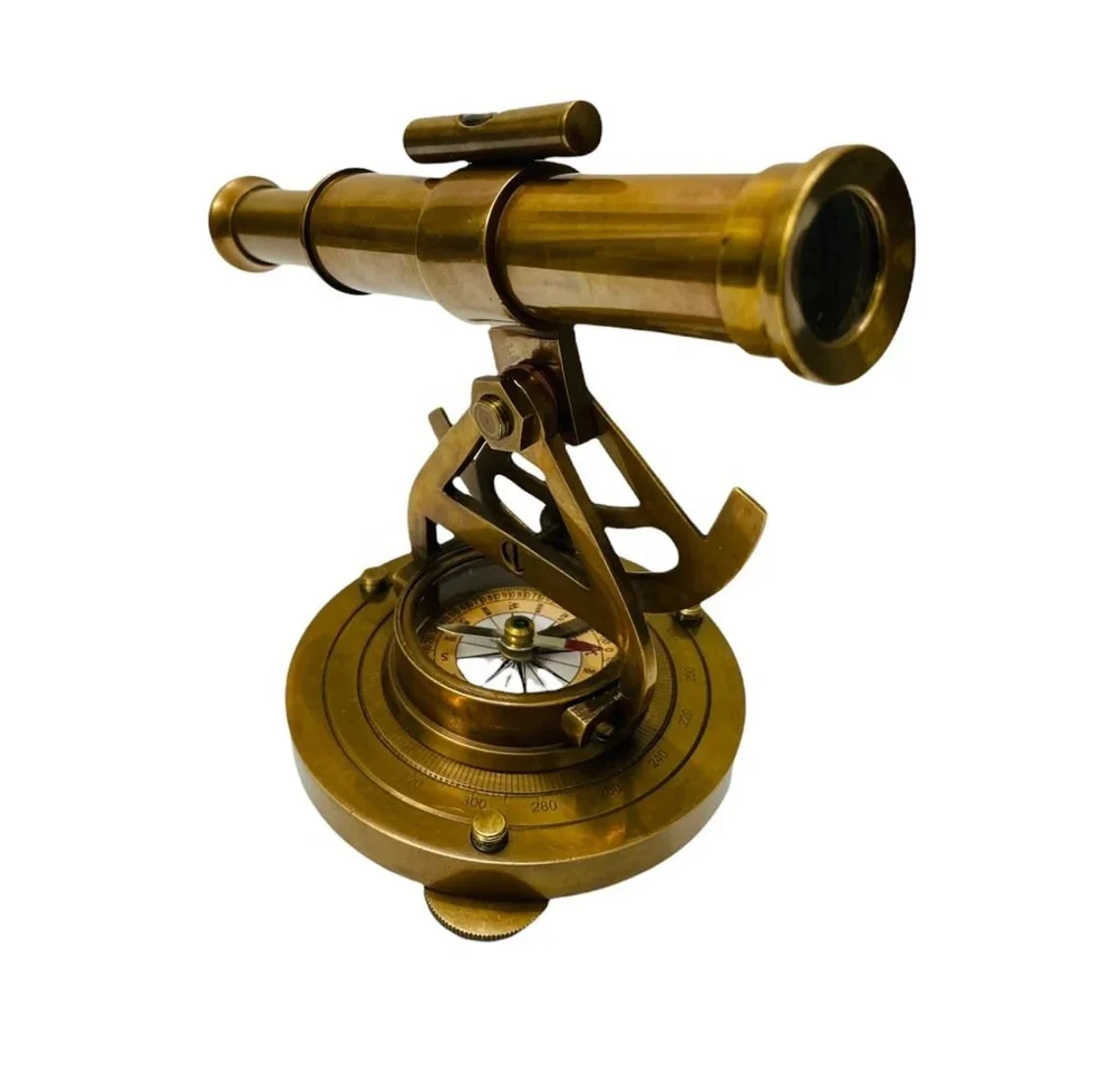 ALIDADE TELESCOPE WITH COMPASS NAUTICAL BRASS COLLECTIBLE GIFT 