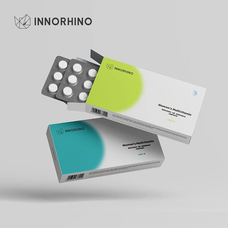 INNORHINO Biodegradable Folding Blister Carton Custom Paper Box for Pill Tablet Vitamin Capsules for Medicine Packaging