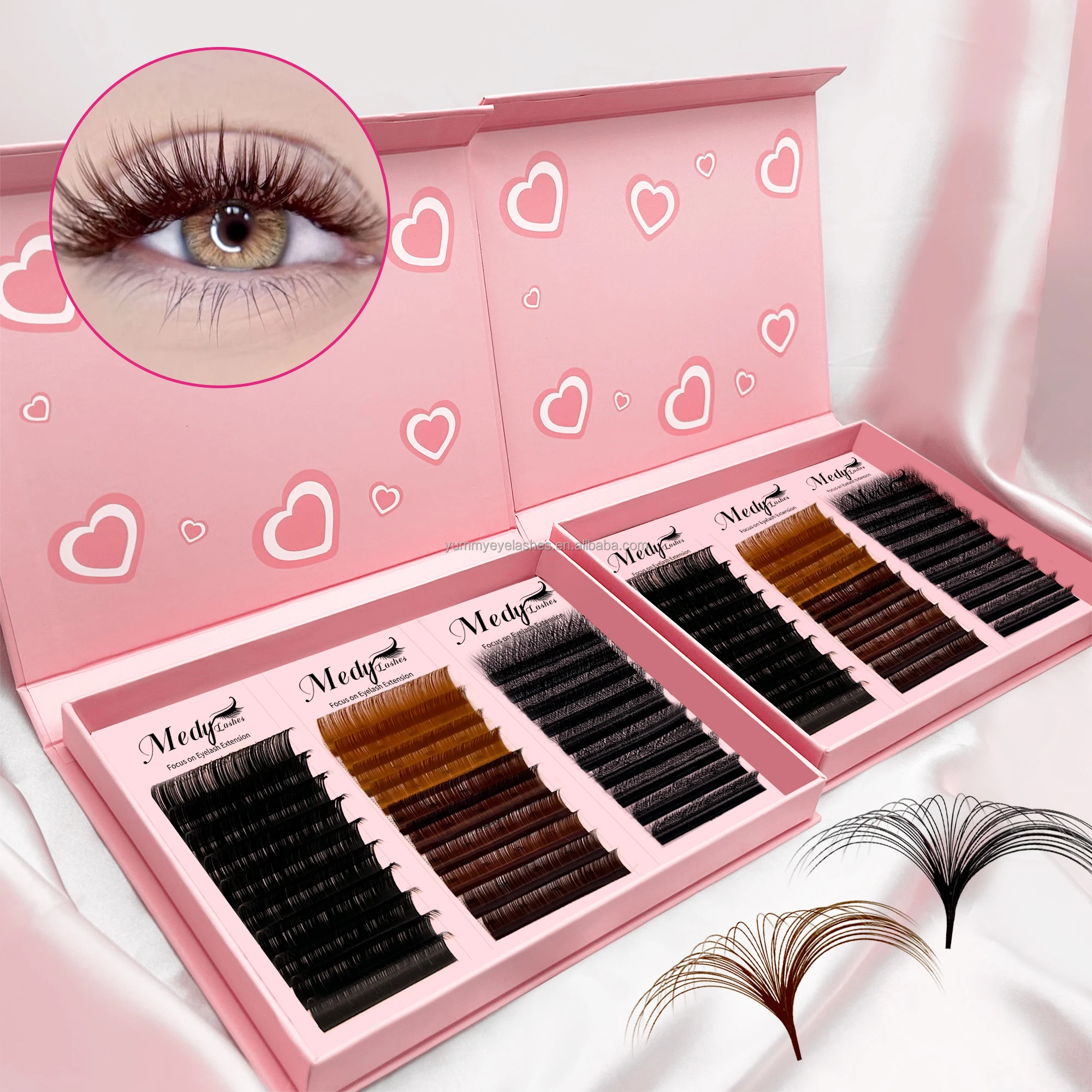 Matte Black Dark Cashmere Volume Lash Extensions Velvet Mink Lash Trays Wholesale Individual Eyelash Extension Supplies